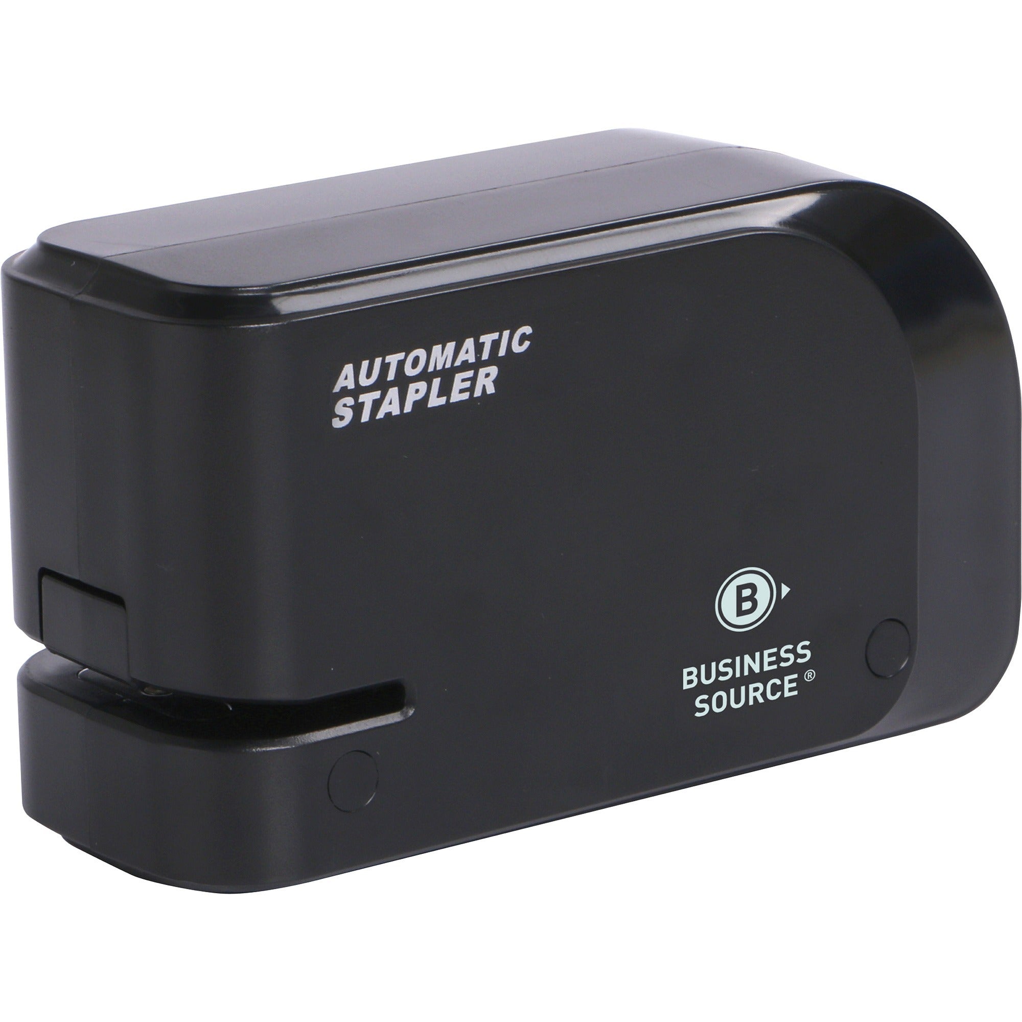 Business Source Electric Stapler: Staples 20 Sheets Holds 105 Half Strip 24/26 Size 2 x AA Black - Staplers