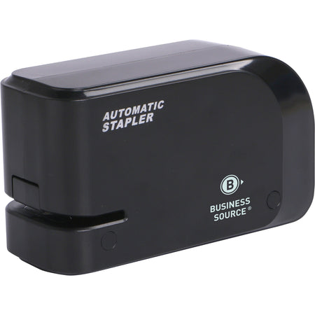 Business Source Electric Stapler: Staples 20 Sheets Holds 105 Half Strip 24/26 Size 2 x AA Black - Staplers