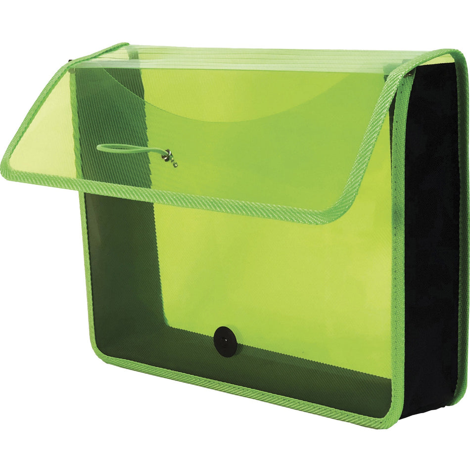 Lion EXPAND-N-FILE Letter File Wallet - 8 1/2" x 11" - 3" Expansion - Transparent Green - 1 Each
