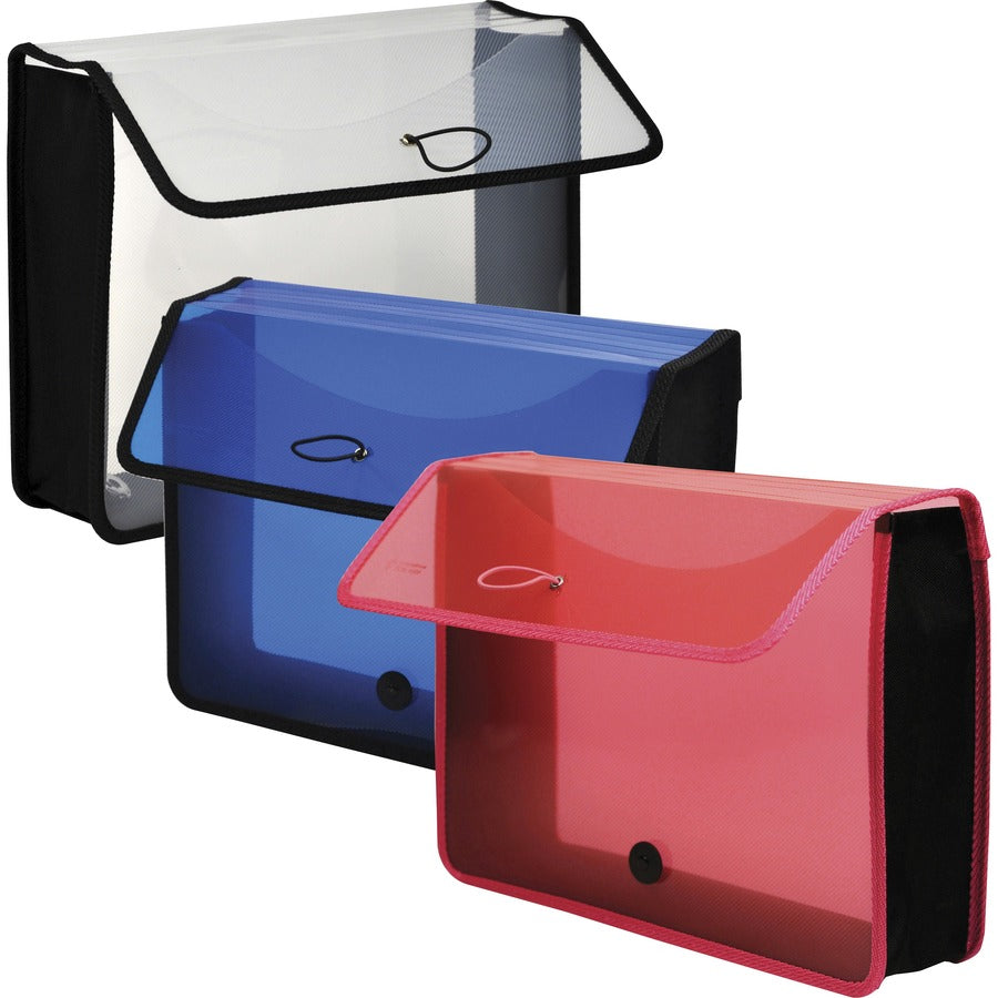 Lion EXPAND-N-FILE Letter File Wallet - 8 1/2" x 11" - 3" Expansion - Transparent Pink - 1 Each