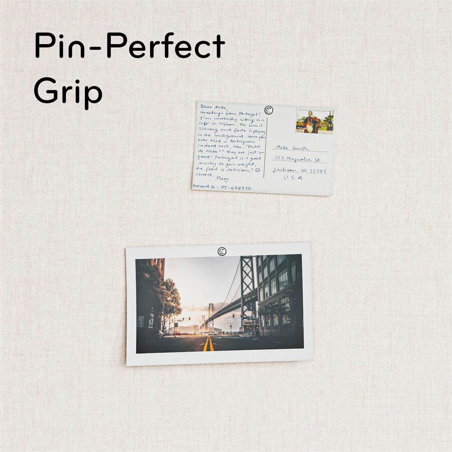 U Brands Linen Bulletin Board - 17" Board Height x 23" Board Width - Tan Cork Surface - Self-healing, Durable, Mounting System - White Wood Frame - 1 Each