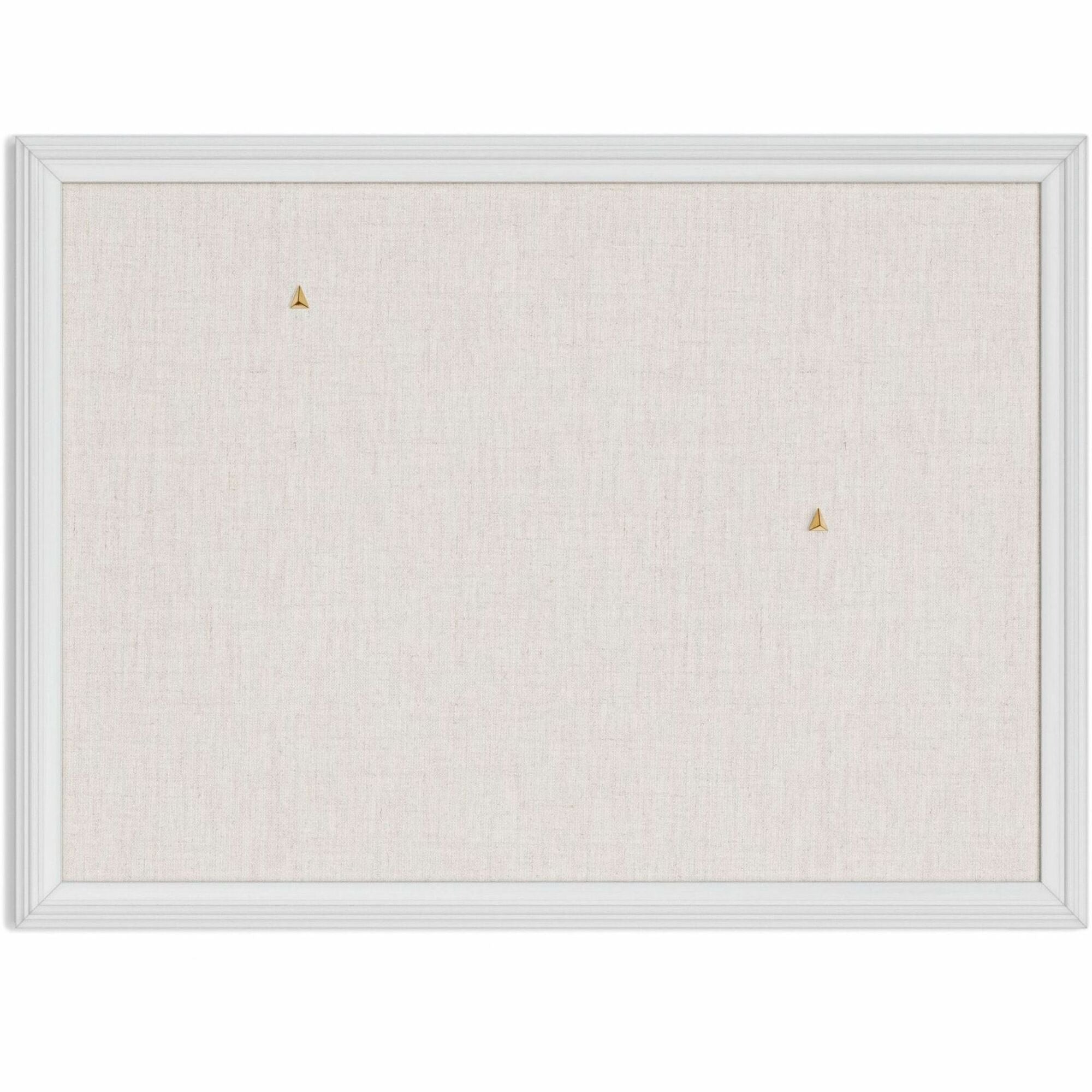U Brands Linen Bulletin Board - 17" Board Height x 23" Board Width - Tan Cork Surface - Self-healing, Durable, Mounting System - White Wood Frame - 1 Each