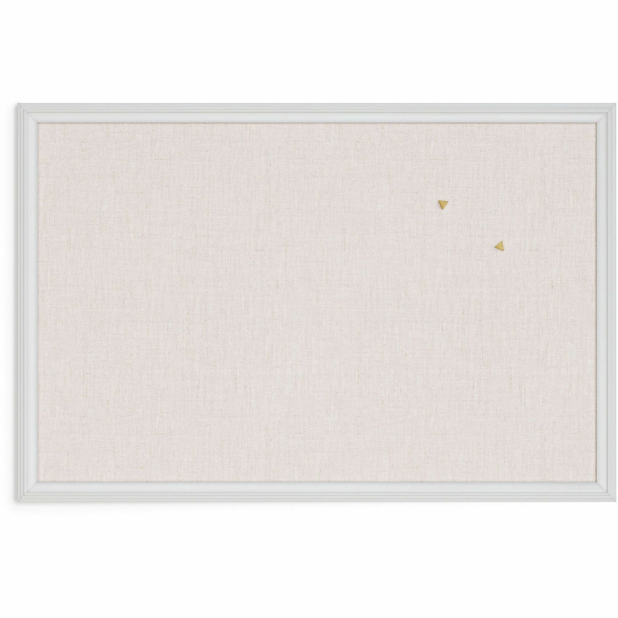 U Brands Linen Bulletin Board - 20" Board Height x 30" Board Width - Tan Cork Surface - Self-healing, Durable, Mounting System - White Wood Frame - 1 Each