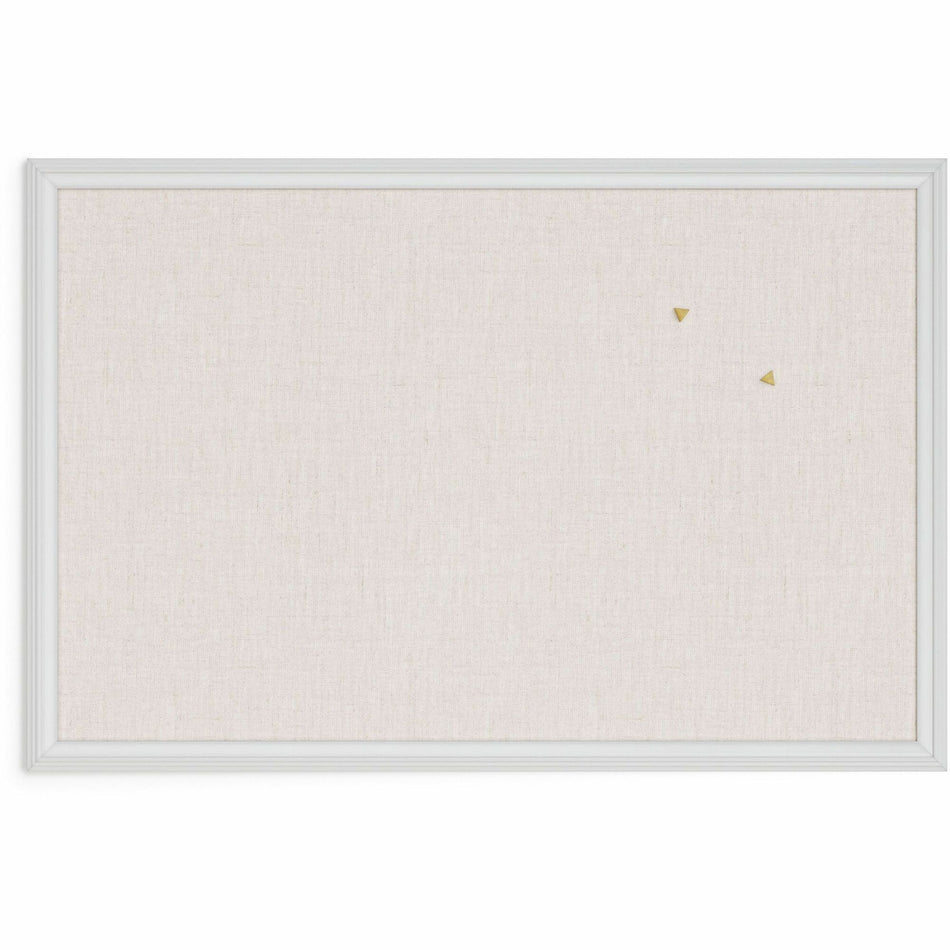 U Brands Linen Bulletin Board - 20" Board Height x 30" Board Width - Tan Cork Surface - Self-healing, Durable, Mounting System - White Wood Frame - 1 Each