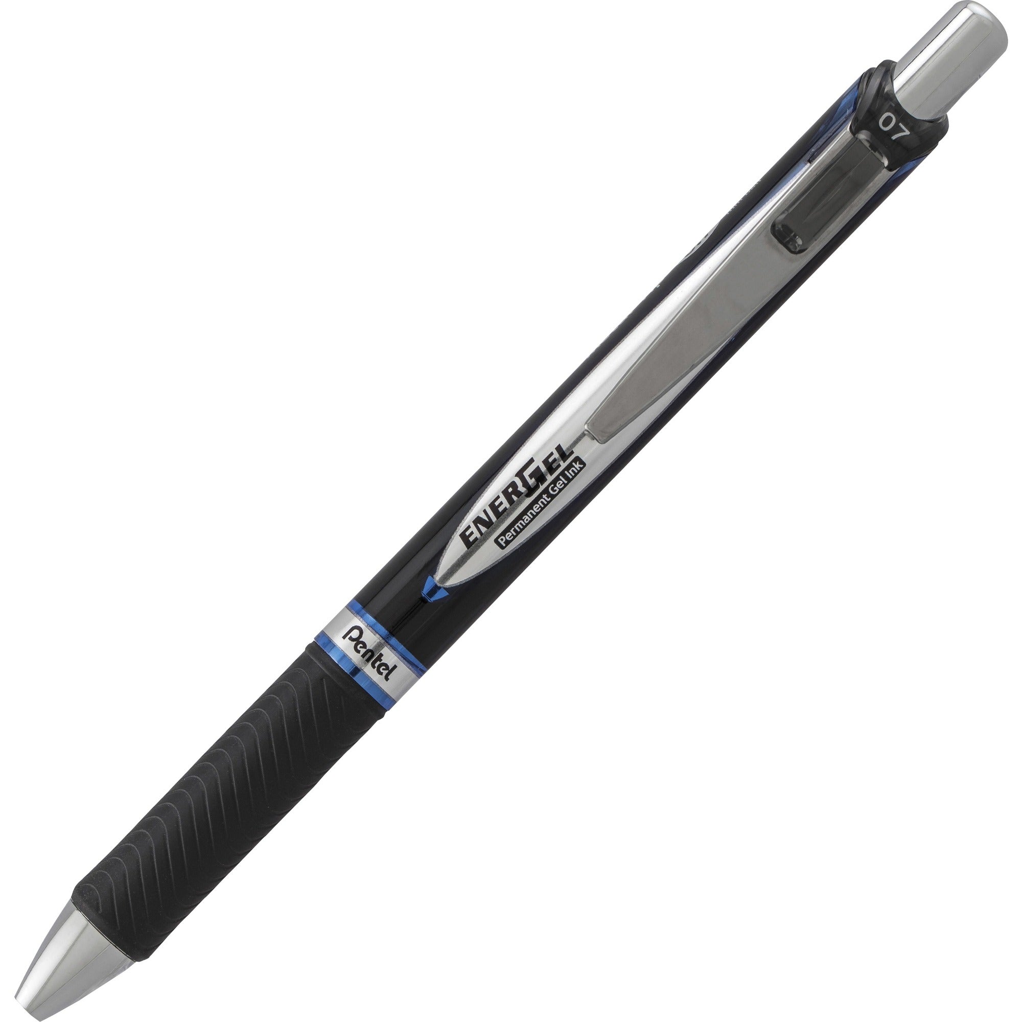 EnerGel Retractable Gel Roller Pen - 0.7 mm Pen Point - Retractable - Blue Ink - Gel-based - Black Barrel - Metal Tip - 1 Each