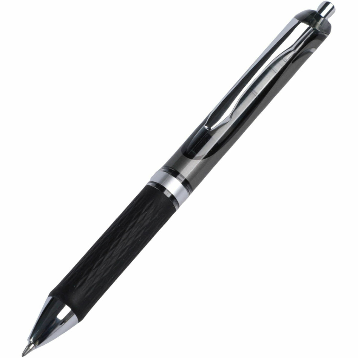 Integra Retractable Gel Ink Pen - 0.7 mm Medium Pen Point - Retractable - Black Ink - Gel-based - Black Barrel - Metal Tip - 1 Dozen