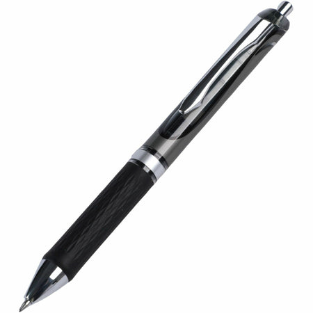 Integra Retractable Gel Ink Pen - 0.7 mm Medium Pen Point - Retractable - Black Ink - Gel-based - Black Barrel - Metal Tip - 1 Dozen
