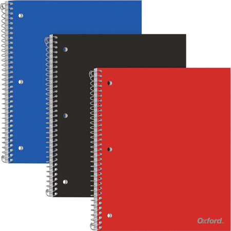 TOPS 1-Subject Poly Notebook - 1 Subject(s) - 100 Sheets - Wire Bound - College Ruled Front Ruling - 3 Hole(s) - 0.30" Height x 9" Width x 11" Length - Assorted Cover - Divider, Snag Resistant, Perforated - 3 / Pack