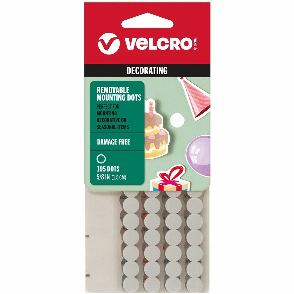 VELCRO®  Removable Mounting Tape - 0.63" Diameter - White - 195 / Pack