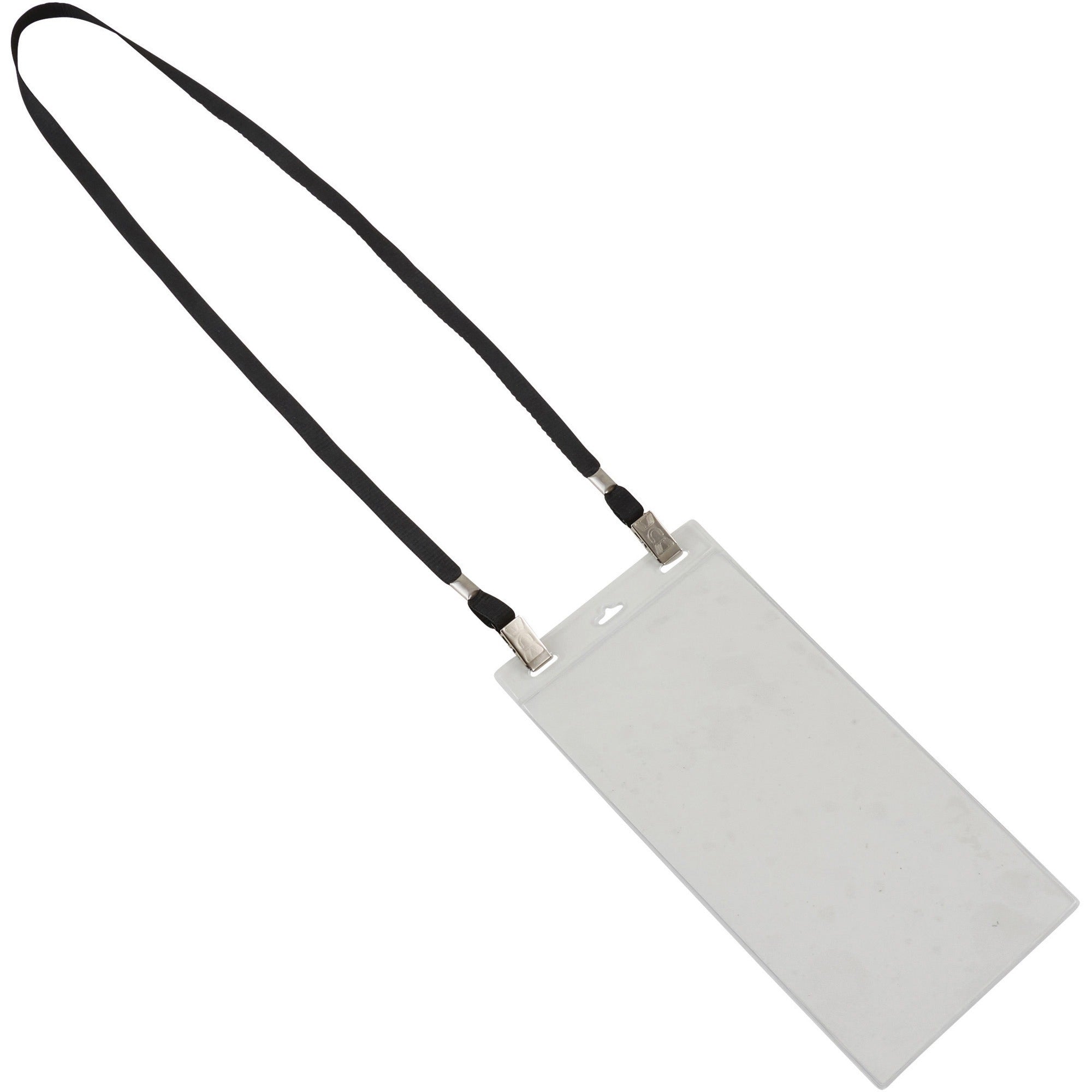 Advantus Event/Credential Badge Holder - 0.1" Height x 4" Width x 8" Length - Clear, Black - 5 / Pack