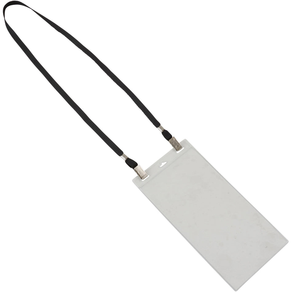 Advantus Event/Credential Badge Holder - 0.1" Height x 4" Width x 8" Length - Clear, Black - 5 / Pack