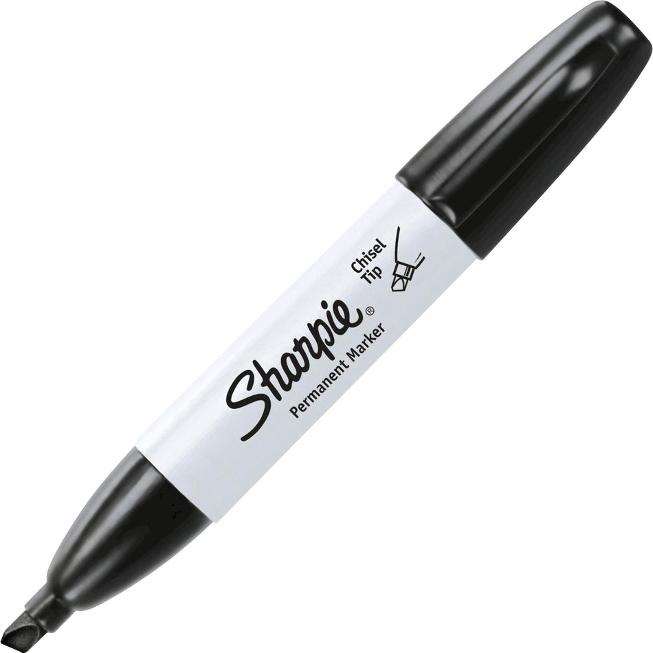 Sharpie Large Barrel Permanent Markers - Chisel Marker Point - Black Ink - 36 / Box