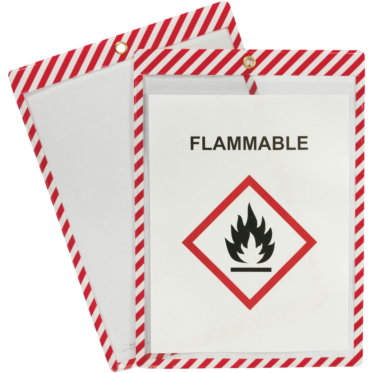 C-Line Safety Striped Shop Ticket Holders - 0.1" Height x 9.8" Width x 13.6" Length - Vinyl - White, Red - 25 / Box