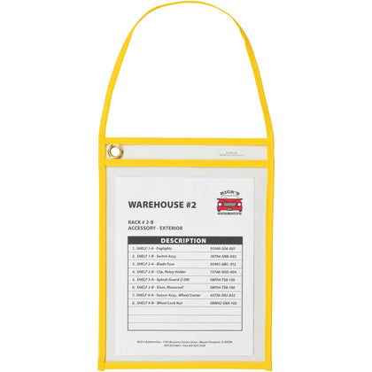 C-Line Hanging Strap Shop Ticket Holder - Vinyl Yellow - 15/Box - Plastic Holders & Pockets