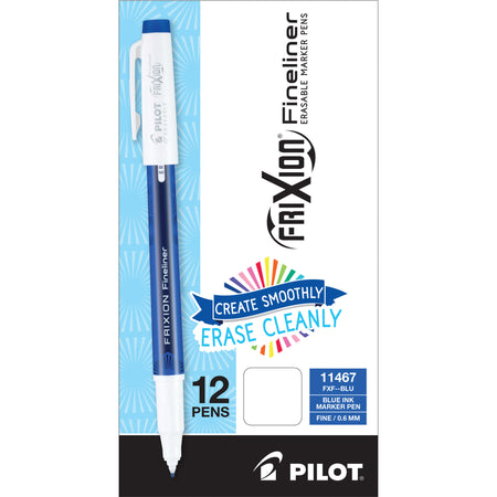 FriXion Fineliner Erasable Marker Pens - 0.6 mm Fine Pen Point - Erasable - Blue Ink - Gel-based - 1 Dozen