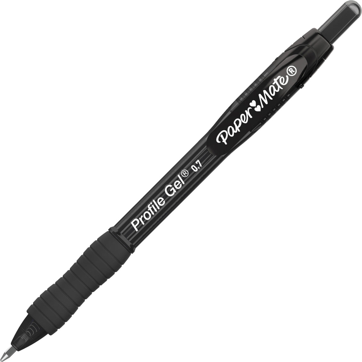 Paper Mate Profile Gel 0.7mm Retractable Pen - 0.7 mm Pen Point - Retractable - Black Ink - 12 / Pack