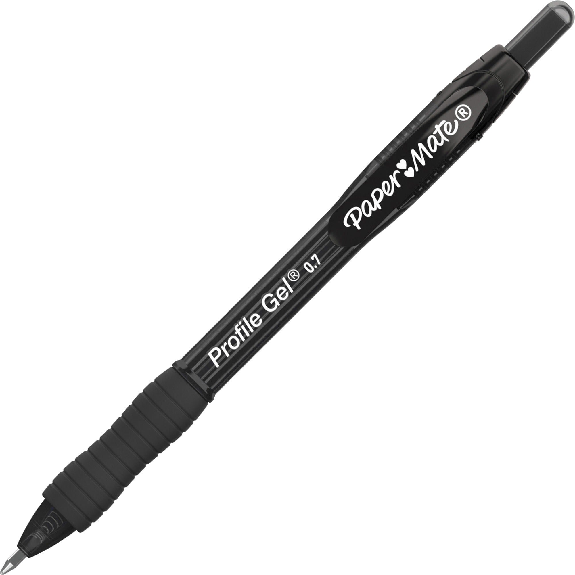Paper Mate Profile Gel 0.7mm Retractable Pen - 0.7 mm Pen Point - Retractable - Black Ink - 12 / Pack