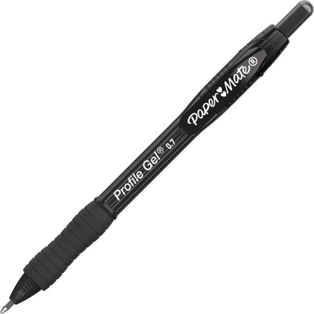 Paper Mate Profile Gel 0.7mm Retractable Pen - 0.7 mm Pen Point - Retractable - Black Ink - 12 / Pack