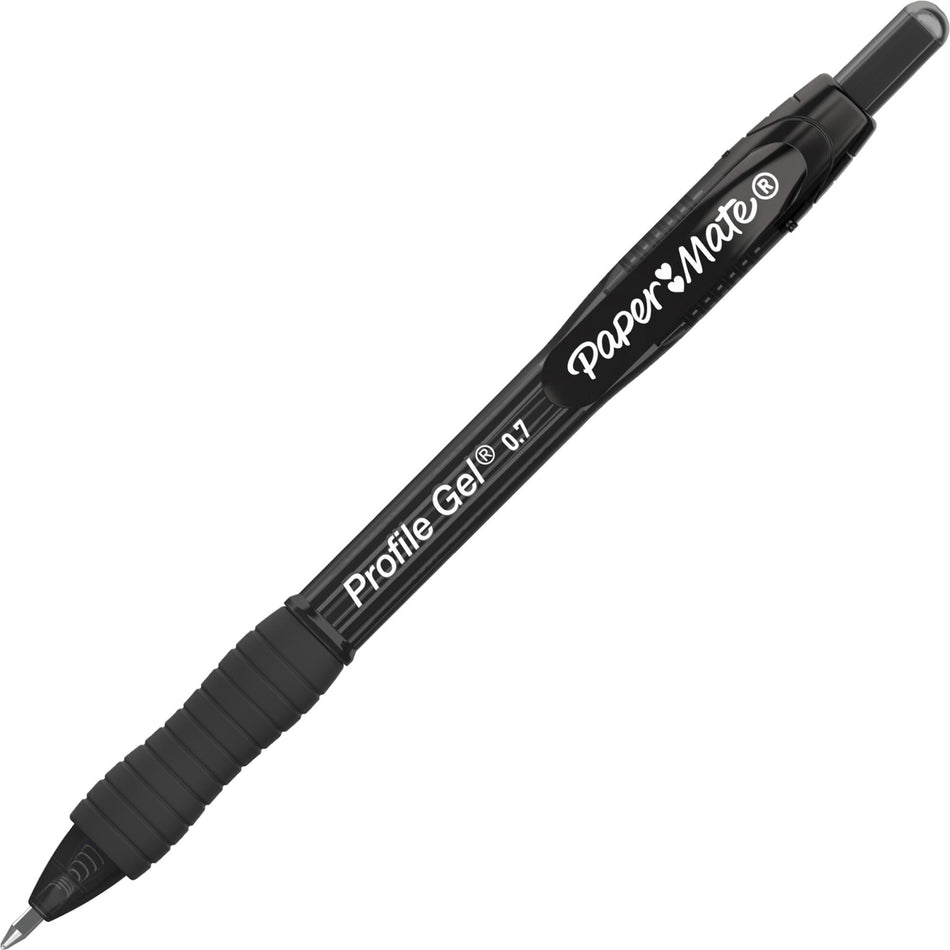 Paper Mate Profile Gel 0.7mm Retractable Pen - 0.7 mm Pen Point - Retractable - Black Ink - 12 / Pack