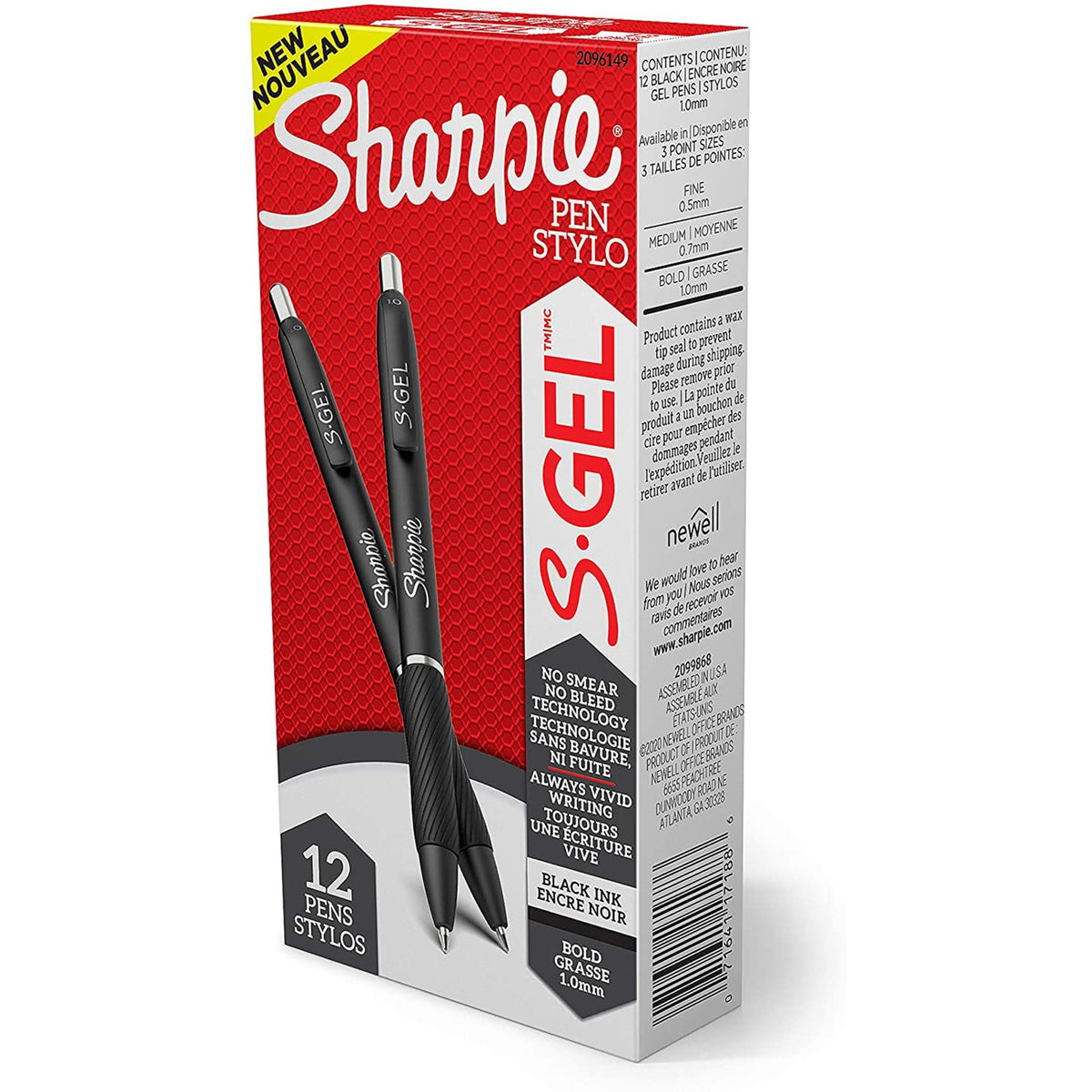Sharpie S-Gel Pens - 0.7 mm Pen Point - Retractable - Black Ink - Gel-based - 1 Dozen