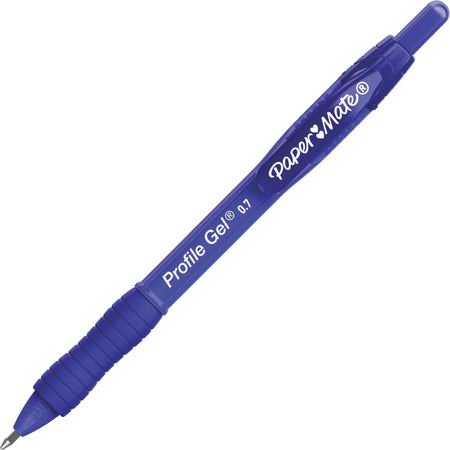 Paper Mate Profile Gel 0.7mm Retractable Pen - 0.7 mm Pen Point - Retractable - Blue Ink - 12 / Pack