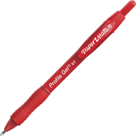 Paper Mate Profile Gel 0.7mm Retractable Pen - 0.7 mm Pen Point - Retractable - Red Ink - 12 / Pack