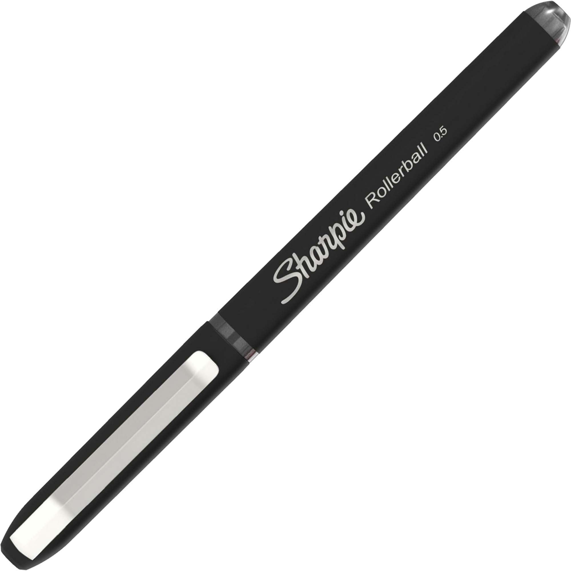 Sharpie Rollerball Pens - 0.5 mm Fine Needle Pen Point - Black Ink - Black Barrel - 1 Dozen