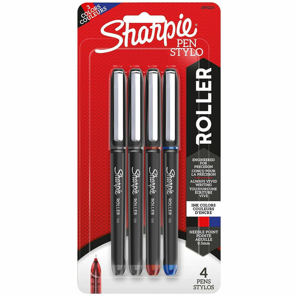Sharpie Rollerball Pens - 0.5 mm Pen Point - 4 / Pack