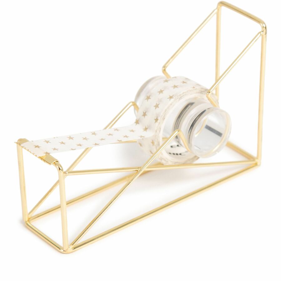 U Brands Vena Tape Dispenser - 1" Core - Refillable - Easy to Use, Sturdy, Lightweight - Wire Metal - Gold - 1 Each