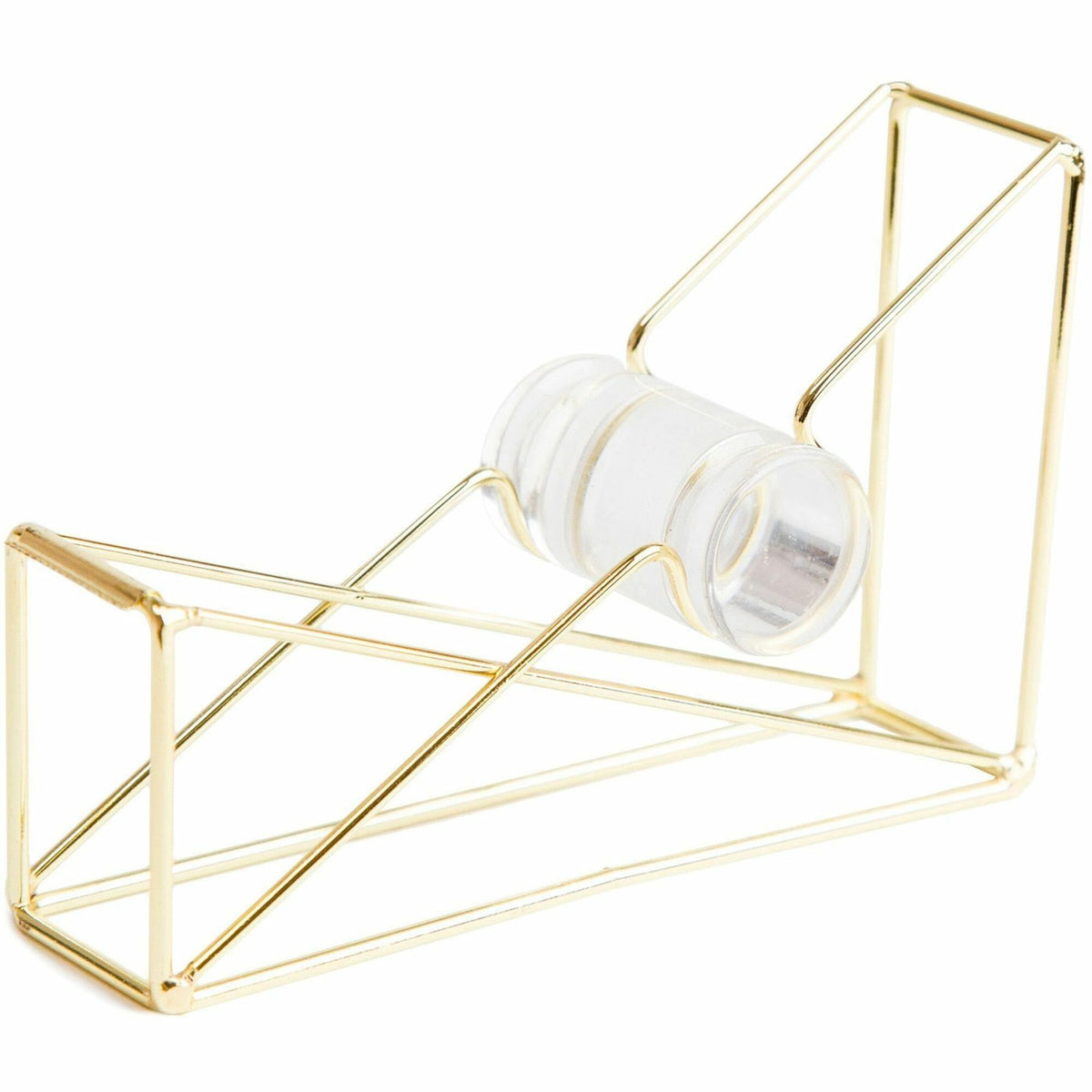 U Brands Vena Tape Dispenser - 1" Core - Refillable - Easy to Use, Sturdy, Lightweight - Wire Metal - Gold - 1 Each