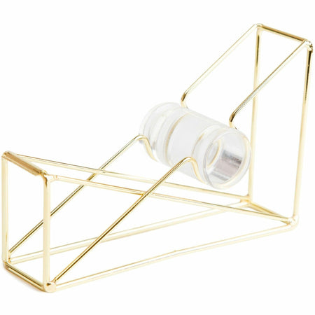 U Brands Vena Tape Dispenser - 1" Core - Refillable - Easy to Use, Sturdy, Lightweight - Wire Metal - Gold - 1 Each