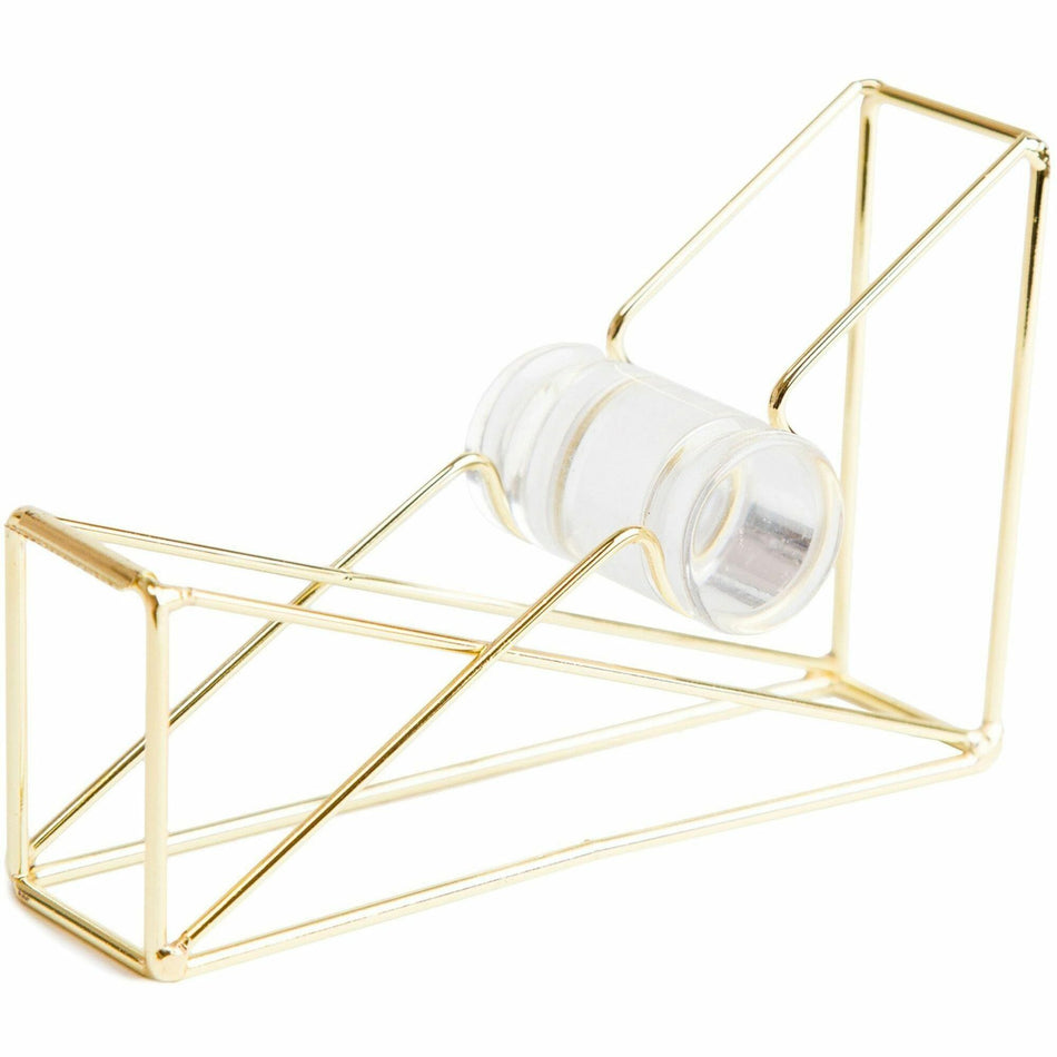 U Brands Vena Tape Dispenser - 1" Core - Refillable - Easy to Use, Sturdy, Lightweight - Wire Metal - Gold - 1 Each