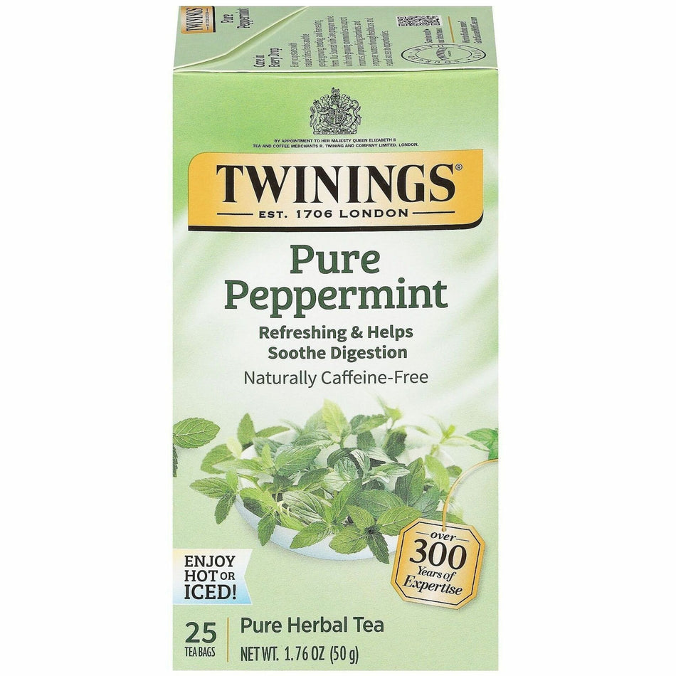 Twinings of London Pure Peppermint Herbal Tea Bag - Herbal Tea - 1.8 oz - 25 / Box