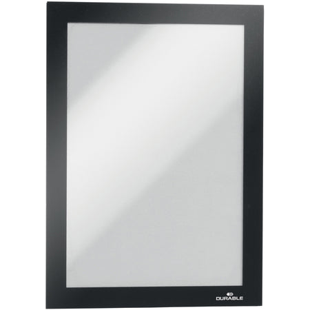 DURABLE DURAFRAME Magnetic Frame - 5.50" Holding Width x 8.50" Holding Height - Magnetic, Anti-glare, Four Sided, Sturdy - Plastic - Black - 2 / Pack