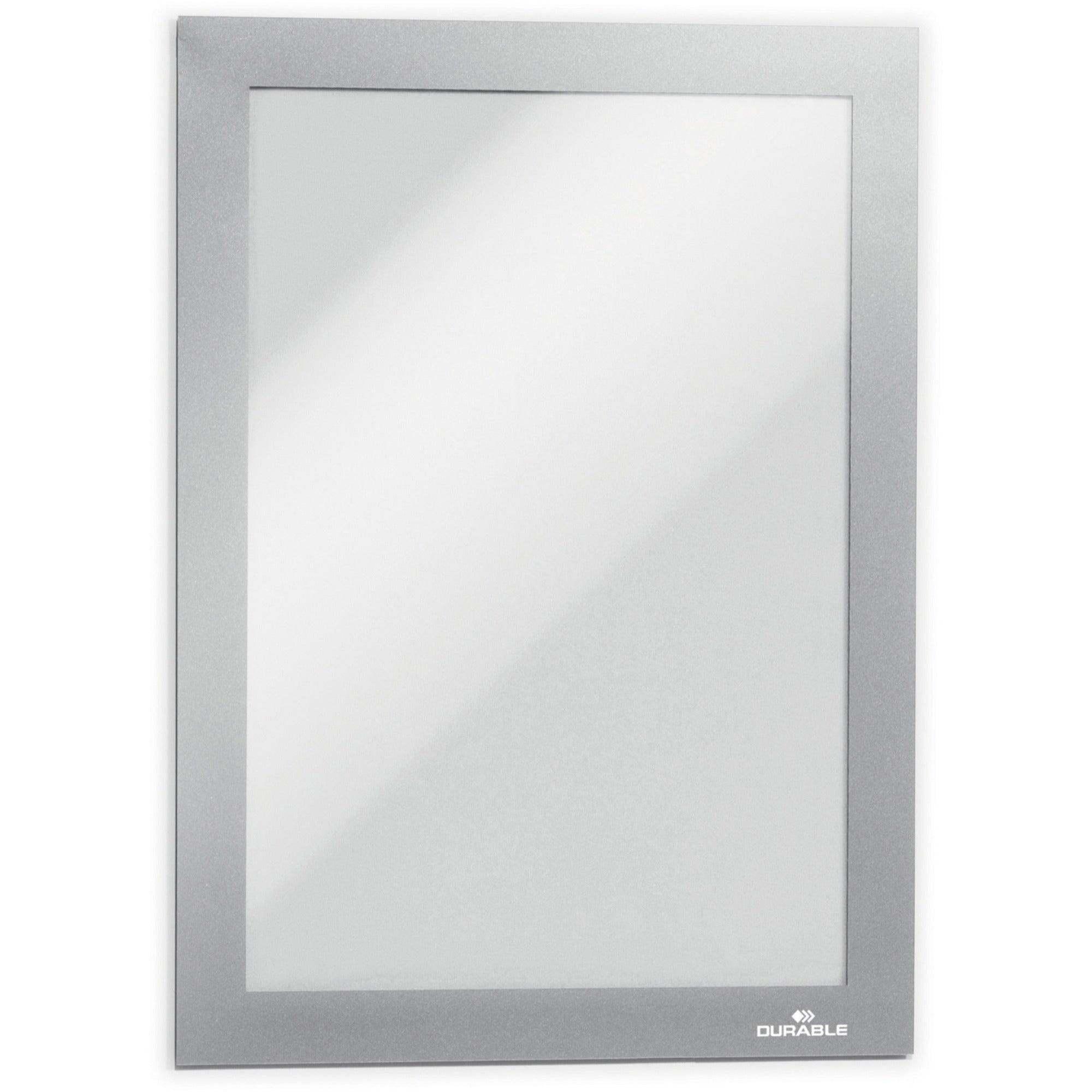 DURABLE DURAFRAME Magnetic Frame - 5.50" Holding Width x 8.50" Holding Height - Magnetic, Anti-glare, Four Sided, Sturdy - Plastic - Silver - 2 / Pack