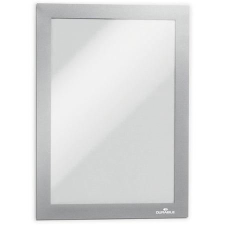 DURABLE DURAFRAME Magnetic Frame - 5.50" Holding Width x 8.50" Holding Height - Magnetic, Anti-glare, Four Sided, Sturdy - Plastic - Silver - 2 / Pack