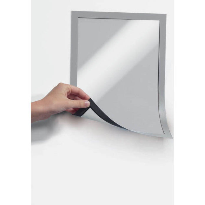 DURABLE DURAFRAME Magnetic Frame - 5.50" Holding Width x 8.50" Holding Height - Magnetic, Anti-glare, Four Sided, Sturdy - Plastic - Silver - 2 / Pack