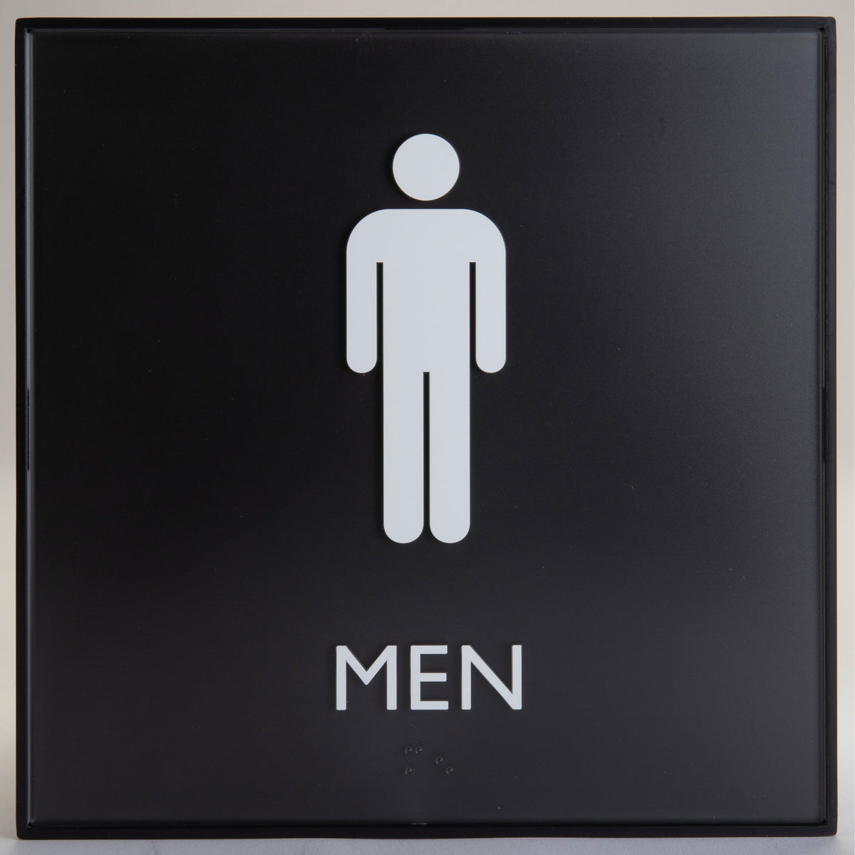 Lorell Men's Restroom Sign - Print/Message "Men" , "Toilette Men" - 8" Width x 8" Height - Square Shape - Surface-mountable - Easy Readability, Injection-molded - Restroom, Architectural - Plastic - Black - 1 Each