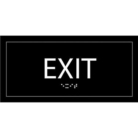 Lorell Exit Sign - 4" Width x 8" Height - Rectangular Shape - Surface-mountable - Easy Readability, Injection-molded - Plastic - Black - 1 Each