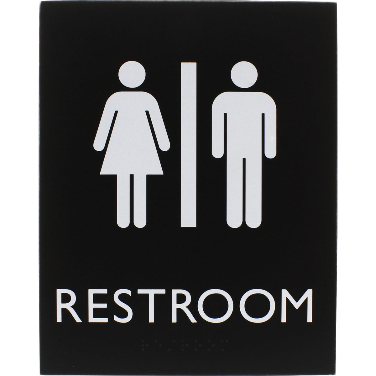 Lorell Unisex Restroom Sign - Print/Message "Toilette Men" , "TOILETTE (ladies)" - 6.4" Width x 8.5" Height - Rectangular Shape - Surface-mountable - Easy Readability, Braille - Restroom, Information - Plastic - Black - 1 Each