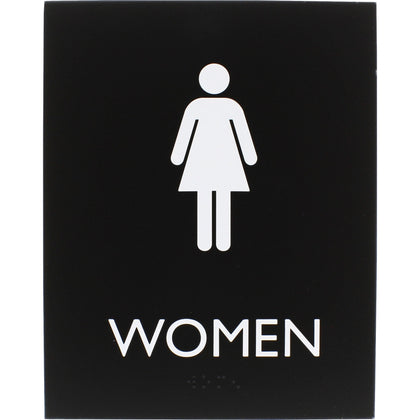 Lorell Women’s Restroom Sign: ’Women’ Print 6.4’’ x 8.5’’ - Easy Readability Braille - Signs & Nameplates