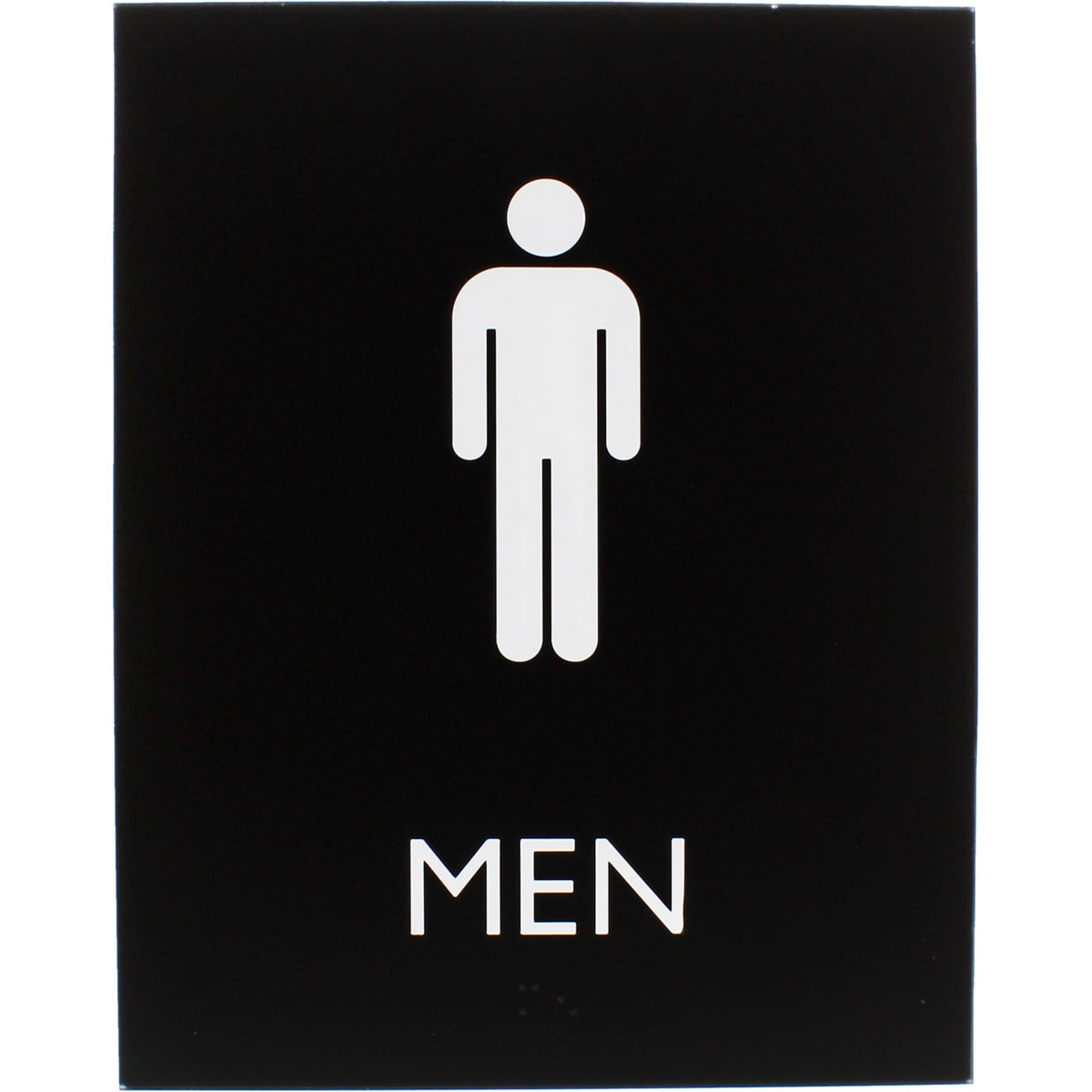 Lorell Men's Restroom Sign - Print/Message "Men" - 6.4" Width x 8.5" Height - Rectangular Shape - Surface-mountable - Easy Readability, Braille - Plastic - Black - 1 Each