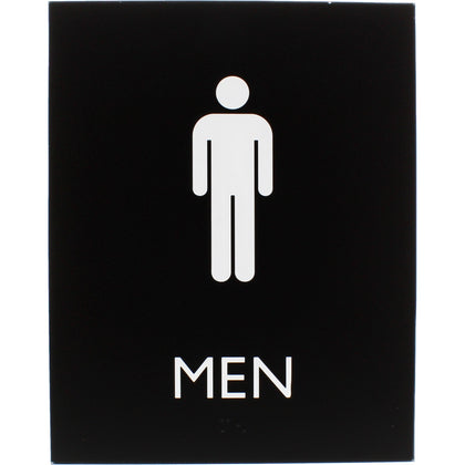 Lorell Men’s Restroom Sign: ’Men’ Print/Message - 6.4’’ x 8.5’’ - Surface-mountable - Signs & Nameplates