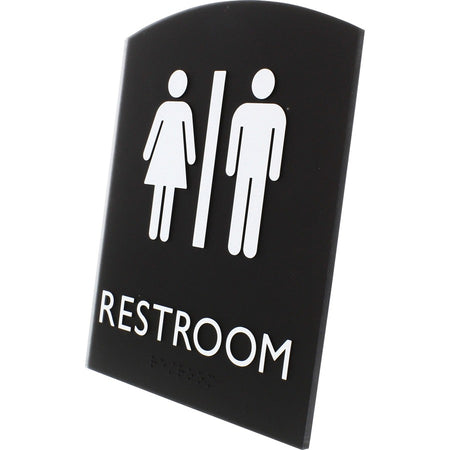 Lorell Arched Unisex Restroom Sign - Left