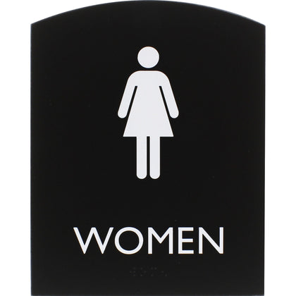 Lorell Women’s Restroom Sign: ’Women’ Print 6.8’’ x 8.5’’ - Easy Readability Braille - Signs & Nameplates