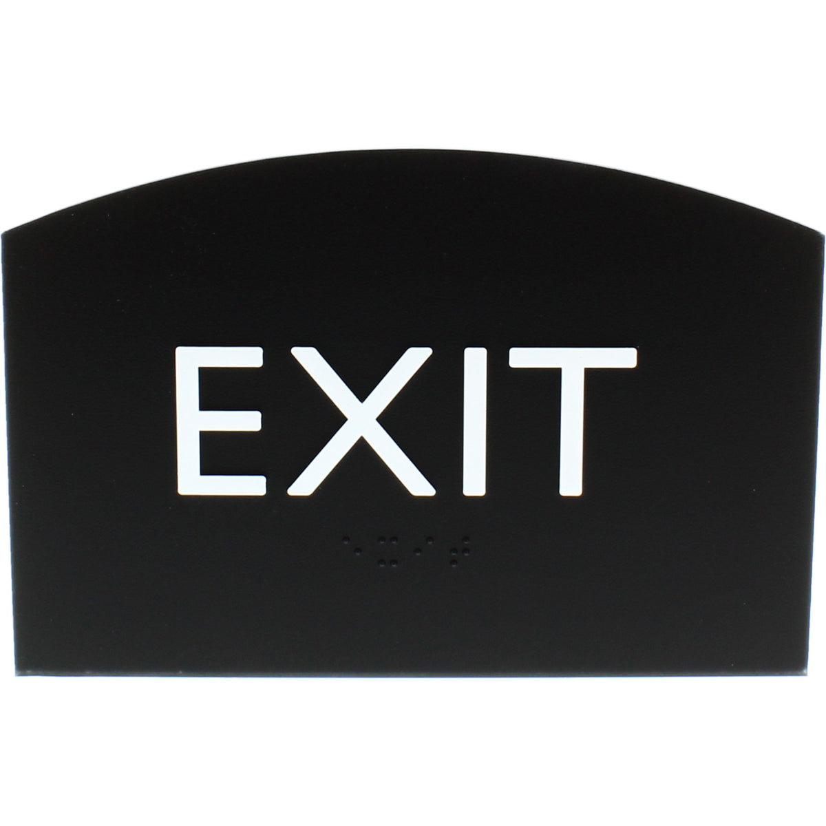 Lorell Exit Sign - 4.5" Width x 6.8" Height - Curved Shape - Surface-mountable - Easy Readability, Braille - Indoor - Plastic - Black - 1 Each