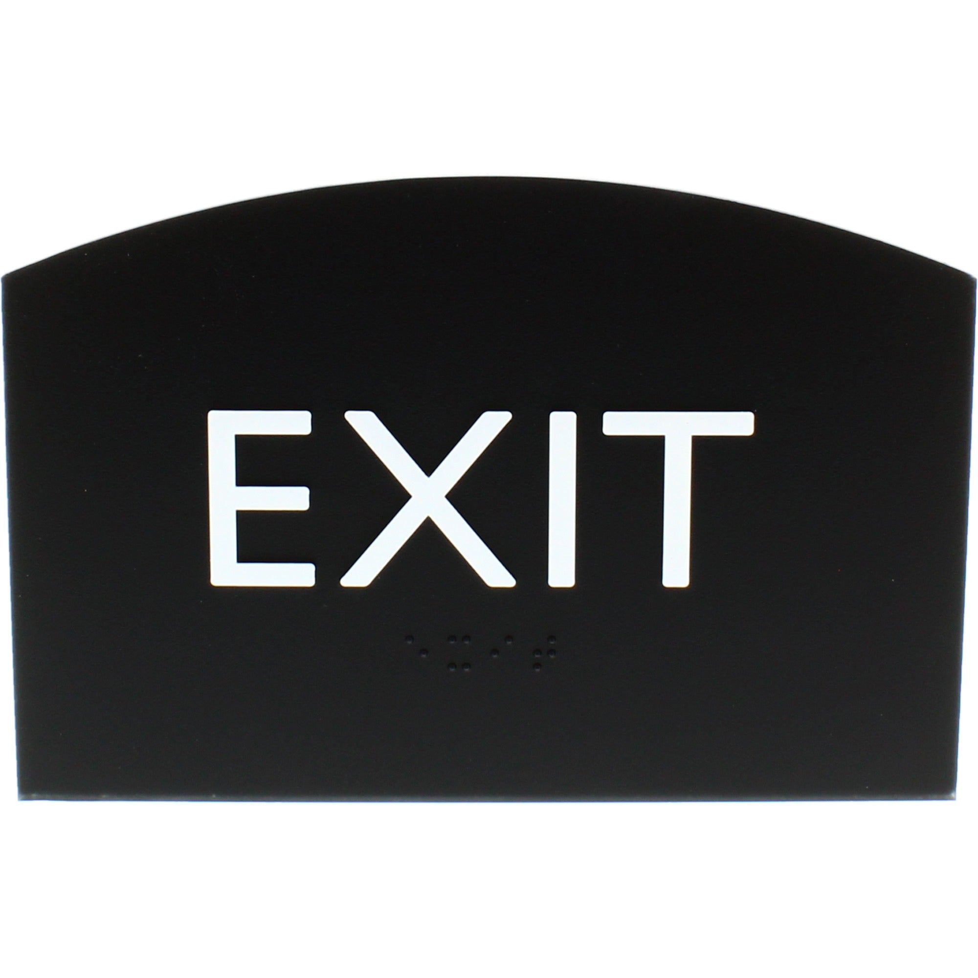 Lorell Exit Sign - 4.5" Width x 6.8" Height - Curved Shape - Surface-mountable - Easy Readability, Braille - Indoor - Plastic - Black - 1 Each