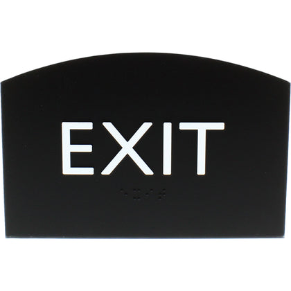 Lorell Exit Sign: Curved Shape Easy Readability Braille - Indoor - Plastic - Signs & Nameplates