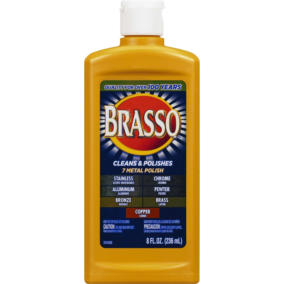 Brasso Metal Polish - 8 fl oz (0.3 quart) - Tan Bottle - 1 Each