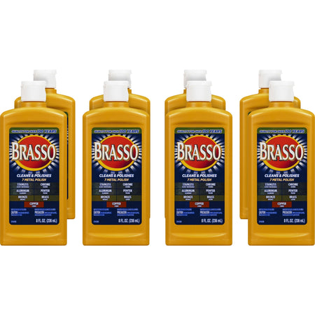 Brasso Metal Polish - 8 fl oz (0.3 quart) - Tan Bottle - 8 / Carton